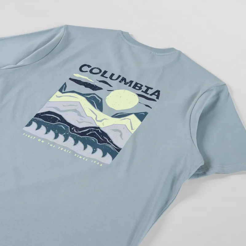 Columbia Explorers Canyon T Shirt Crushed Blue Peaks And Waves-2