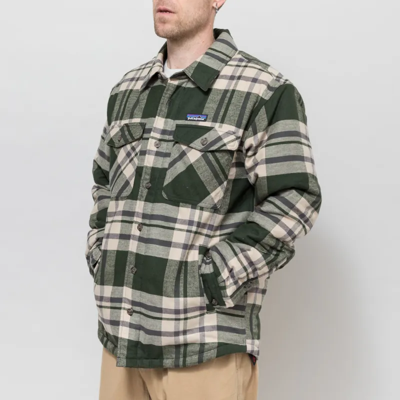 Patagonia Lightweight Insulated Fjord Flannel Shirt Ashore Old Growth Green-1