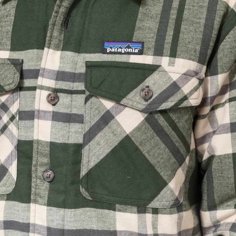 Patagonia Lightweight Insulated Fjord Flannel Shirt Ashore Old Growth Green-4