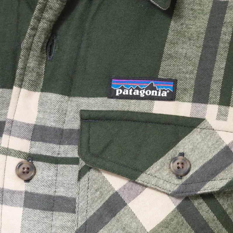Patagonia Lightweight Insulated Fjord Flannel Shirt Ashore Old Growth Green-5