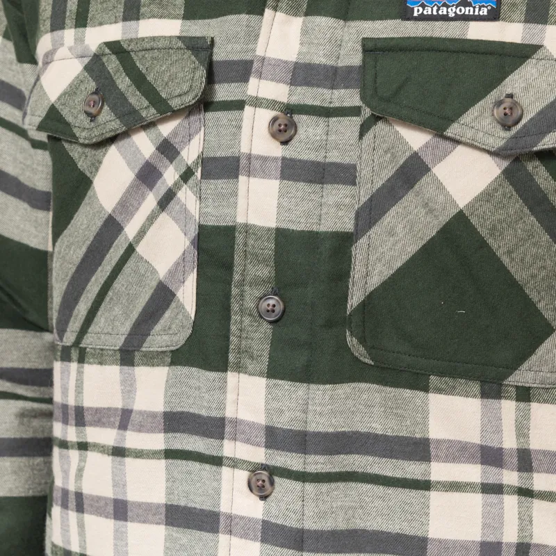 Patagonia Lightweight Insulated Fjord Flannel Shirt Ashore Old Growth Green-6
