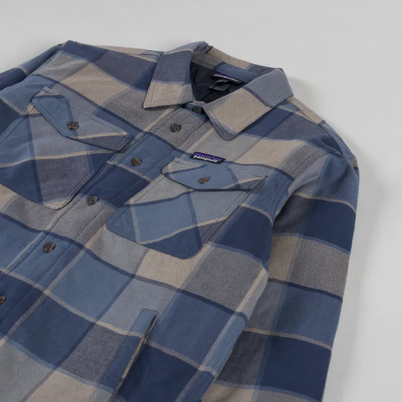 Patagonia Lightweight Insulated Fjord Flannel Shirt William Smolder Blue-3