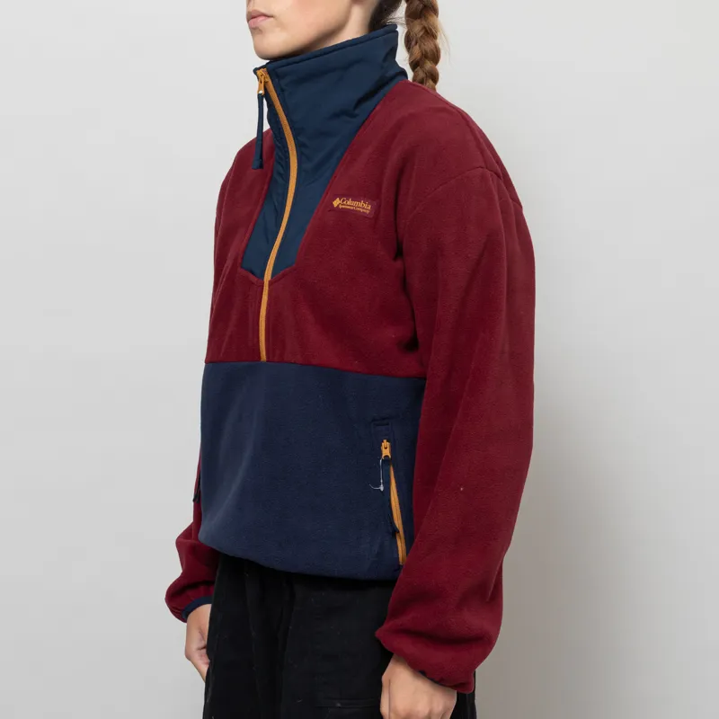 Columbia Womens Sequoia Grove Half Zip Fleece Rich Wine Navy Maple Sugar-1