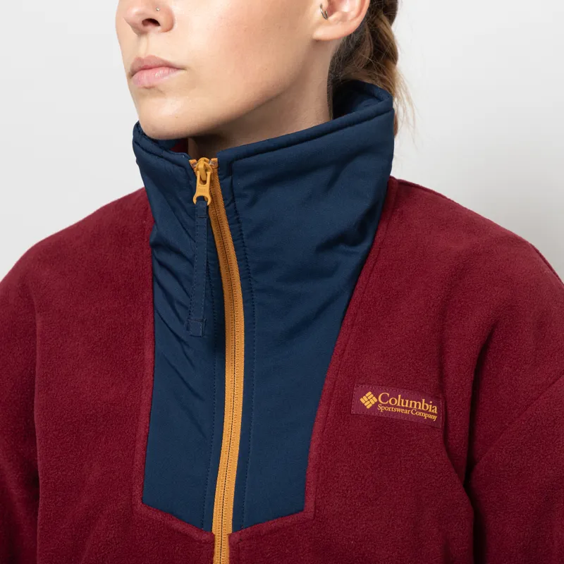 Columbia Womens Sequoia Grove Half Zip Fleece Rich Wine Navy Maple Sugar-5