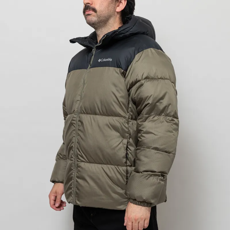 Columbia Puffect II Hooded Puffer Jacket Stone Green Black-1