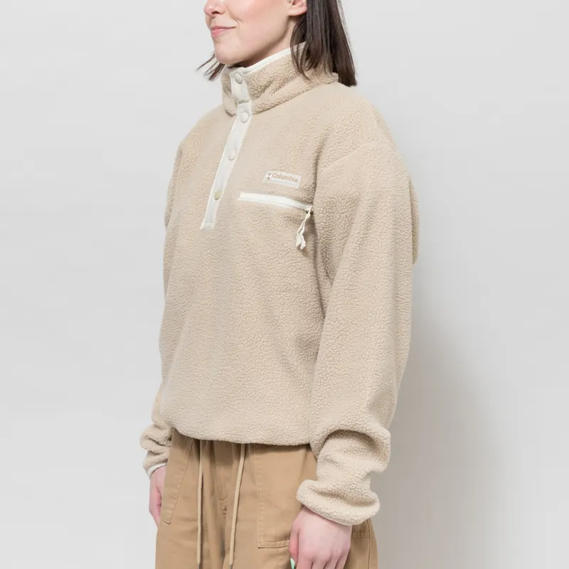 Columbia Womens Helvetia II Half Snap Fleece Ancient Fossil Stone Chalk-1