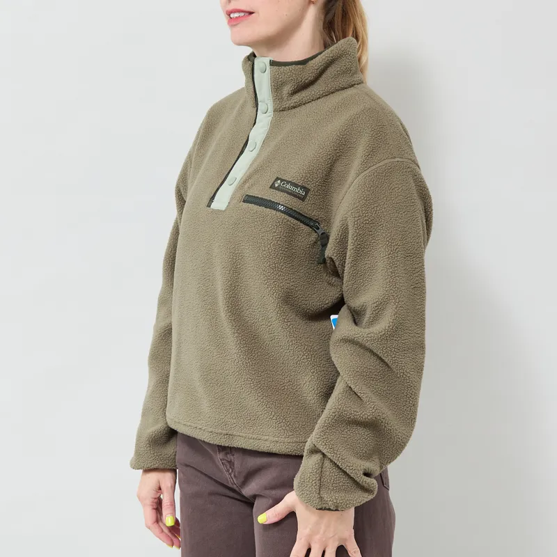 Columbia Womens Helvetia II Half Snap Fleece Stone Green Safari-1