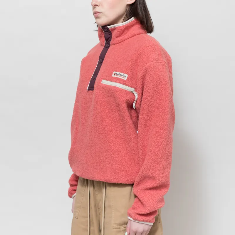 Columbia Womens Helvetia II Half Snap Fleece Washed Red Moonvista Stone-1