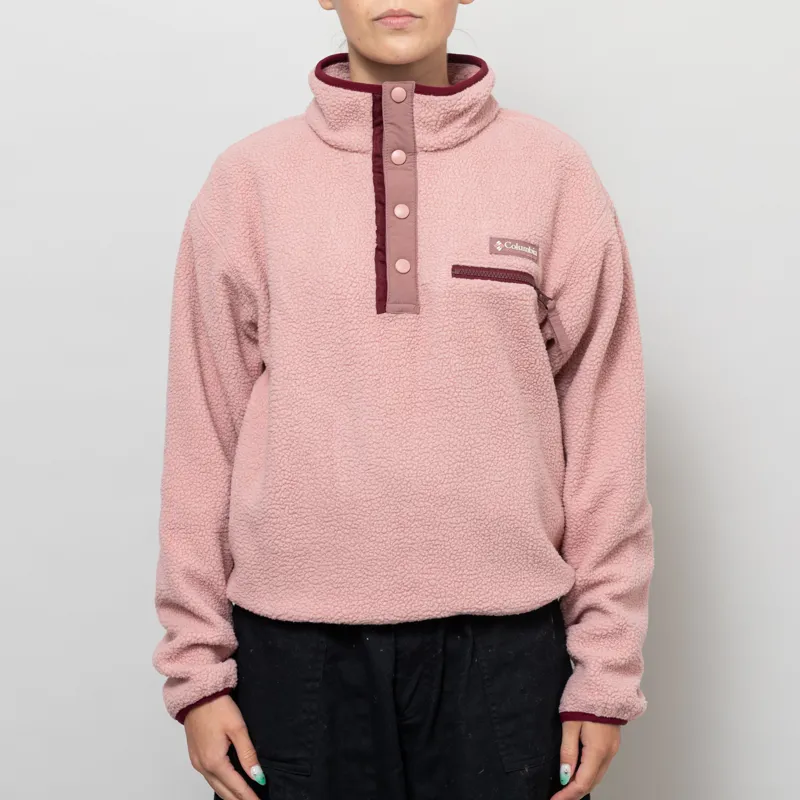 Columbia Womens Helvetia II Half Snap Fleece Eraser Pink Fig Rich Wine