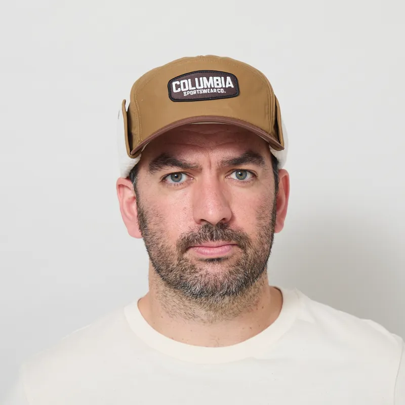 Columbia Landroamer Ear Flap Cap Delta Tobacco Working Badge-2