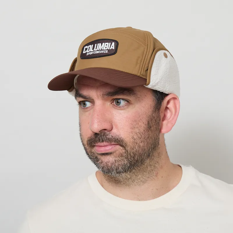 Columbia Landroamer Ear Flap Cap Delta Tobacco Working Badge