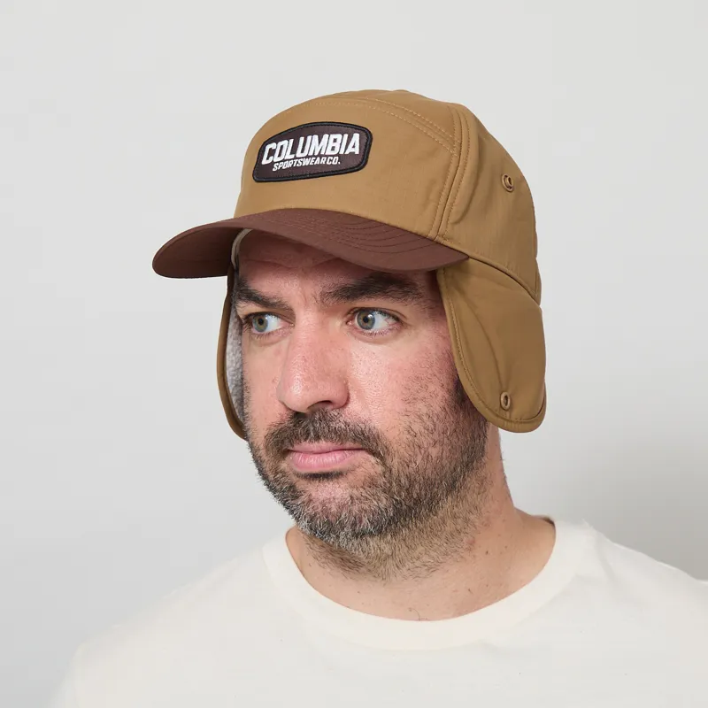 Columbia Landroamer Ear Flap Cap Delta Tobacco Working Badge-1