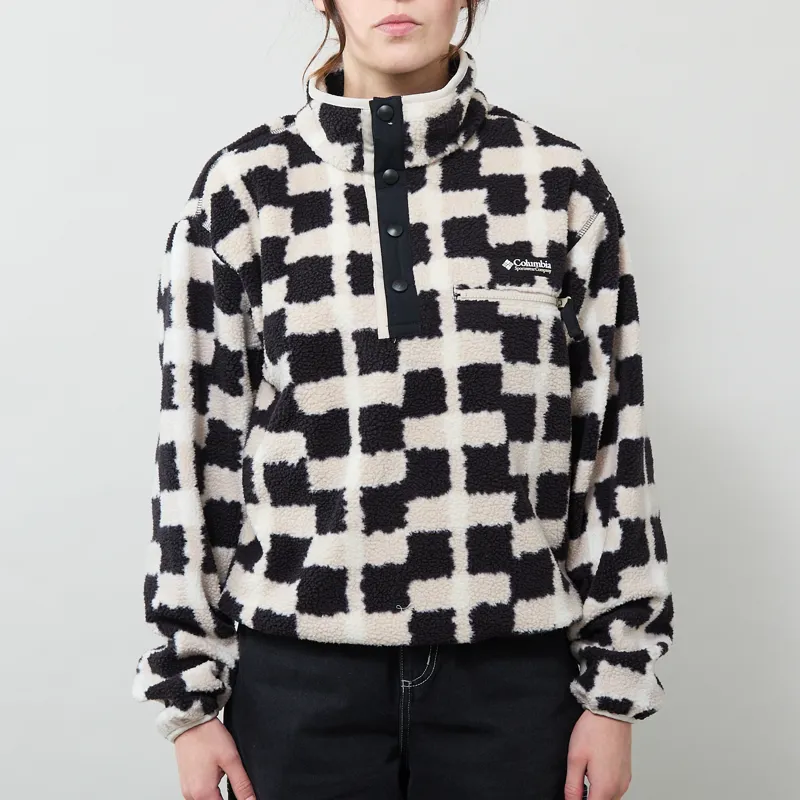 Columbia Womens Helvetia II Printed Half Snap Fleece Black Geostack-1