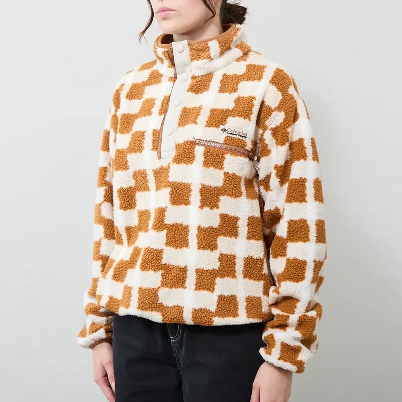 Columbia Womens Helvetia II Printed Half Snap Fleece Camel Brown Geostack-1
