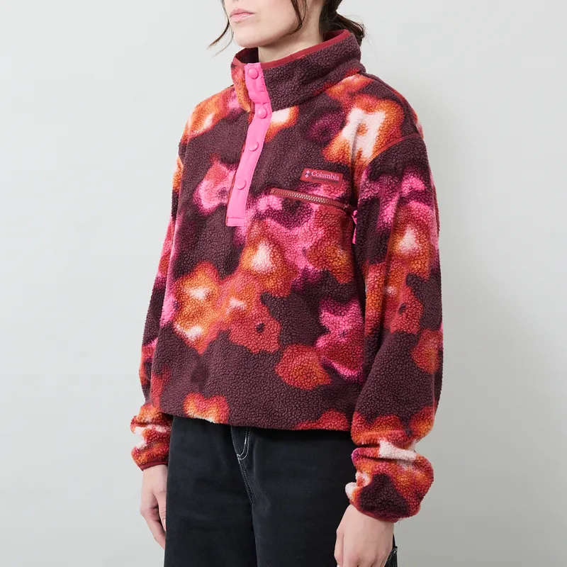 Columbia Womens Helvetia II Printed Half Snap Fleece Red Oxide Dyeflower-1