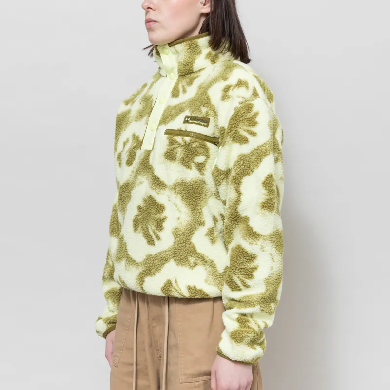 Columbia Womens Helvetia II Printed Half Snap Fleece Citron Haze Sprayflower-1