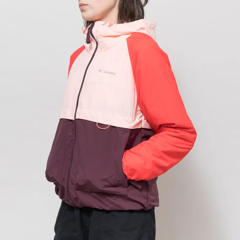 Columbia Womens Spire Valley Hooded Windbreaker Moonvista Pink Sand Poppy Red-1