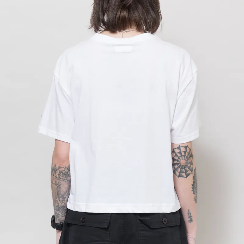 Columbia Womens Rolling Bend Graphic Cropped T Shirt White Gem Focused-1