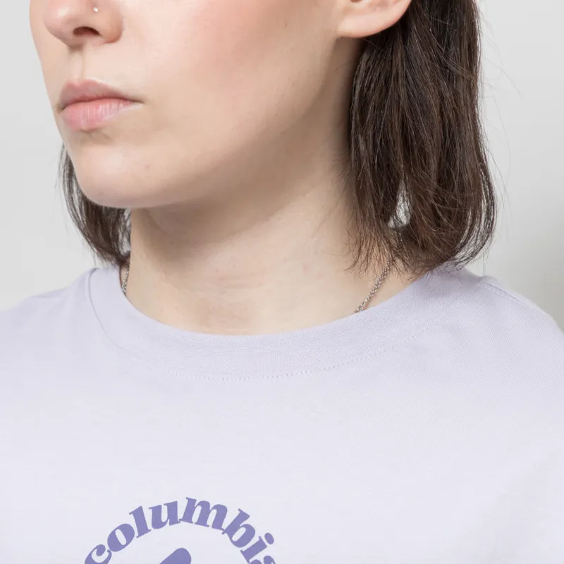 Columbia Womens Rolling Bend Graphic Cropped T Shirt Lavender Pearl Gem Focused-2