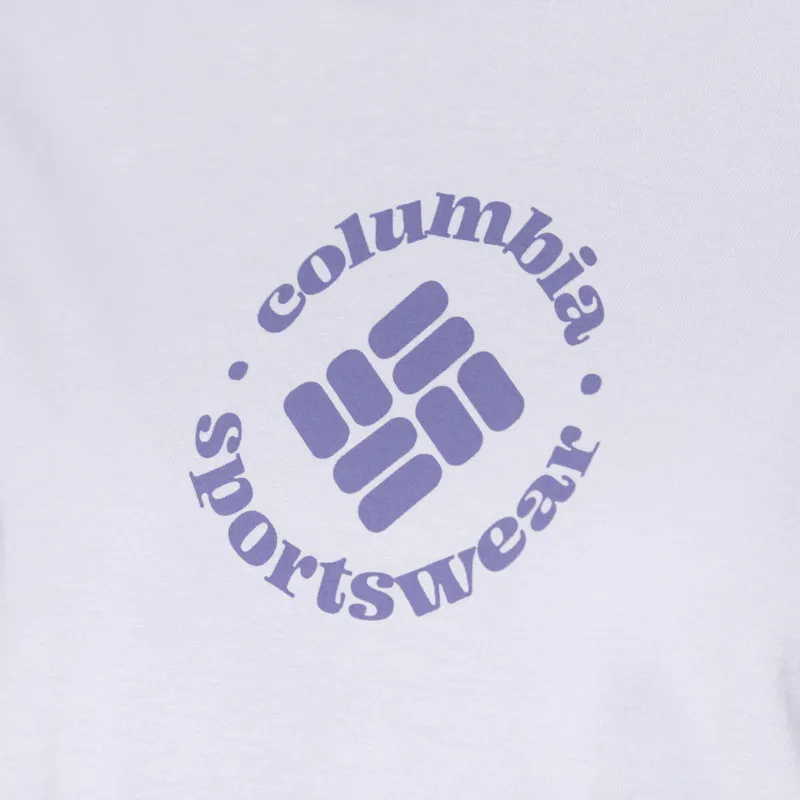 Columbia Womens Rolling Bend Graphic Cropped T Shirt Lavender Pearl Gem Focused-3