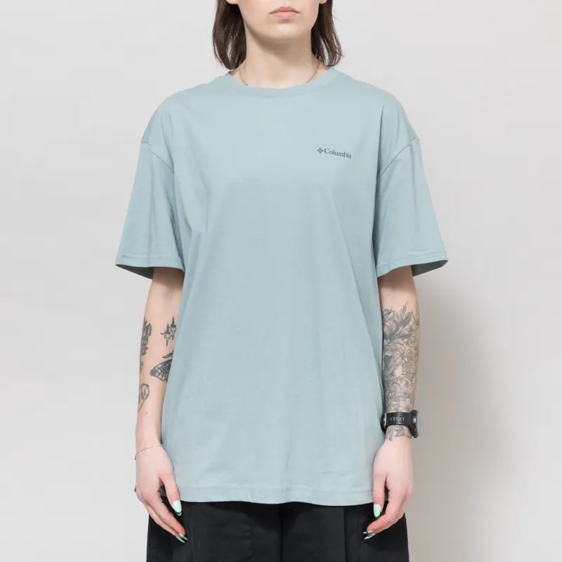 Columbia Womens Rolling Bend Graphic Oversized T Shirt Crushed Blue Floral Groove-1
