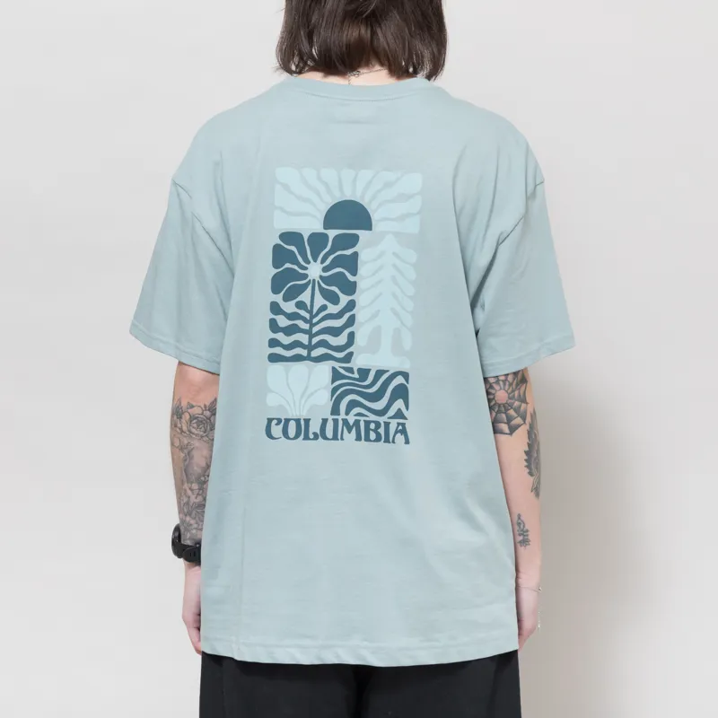 Columbia Womens Rolling Bend Graphic Oversized T Shirt Crushed Blue Floral Groove