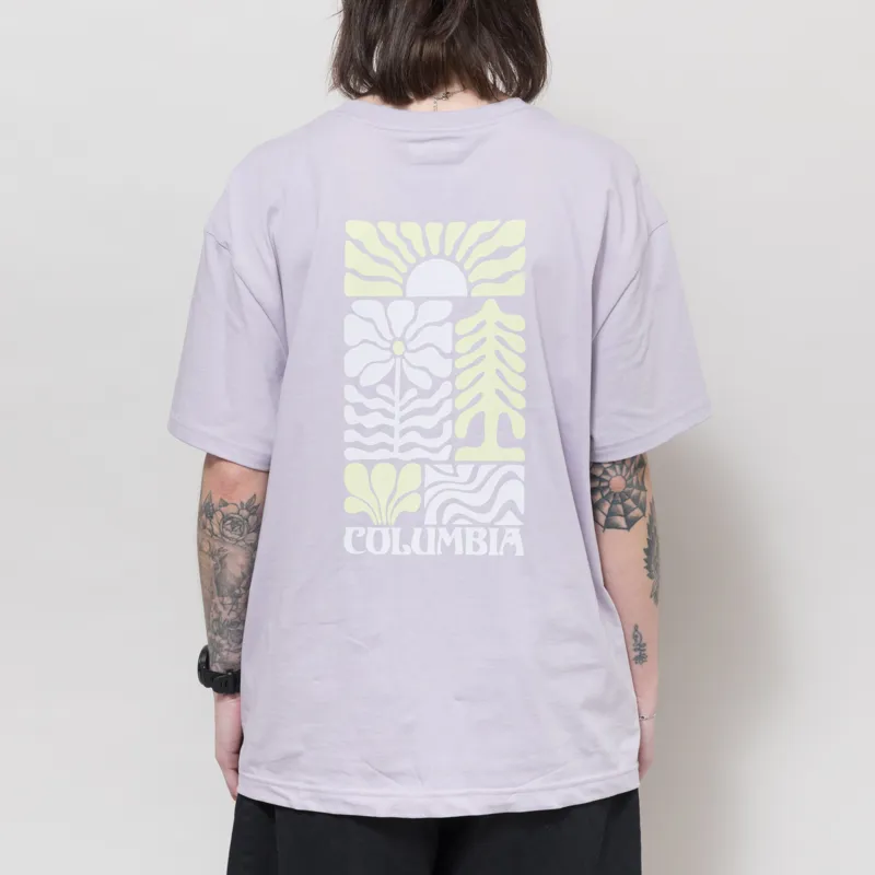 Columbia Womens Rolling Bend Graphic Oversized T Shirt Lavender Pearl Floral Groove