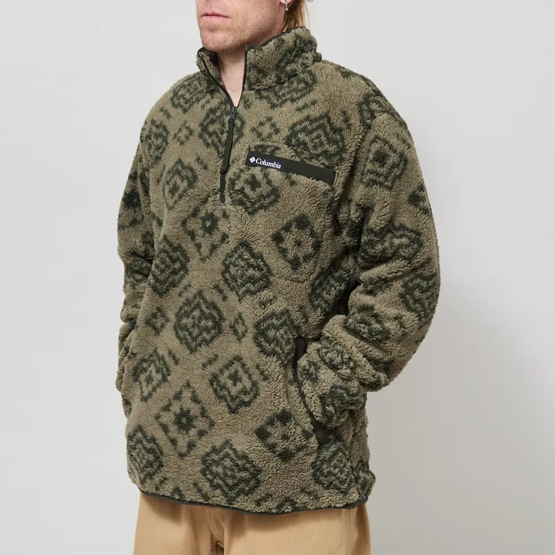 Columbia Rugged Ridge Sherpa Half Zip Fleece Stone Green Greenscape-1