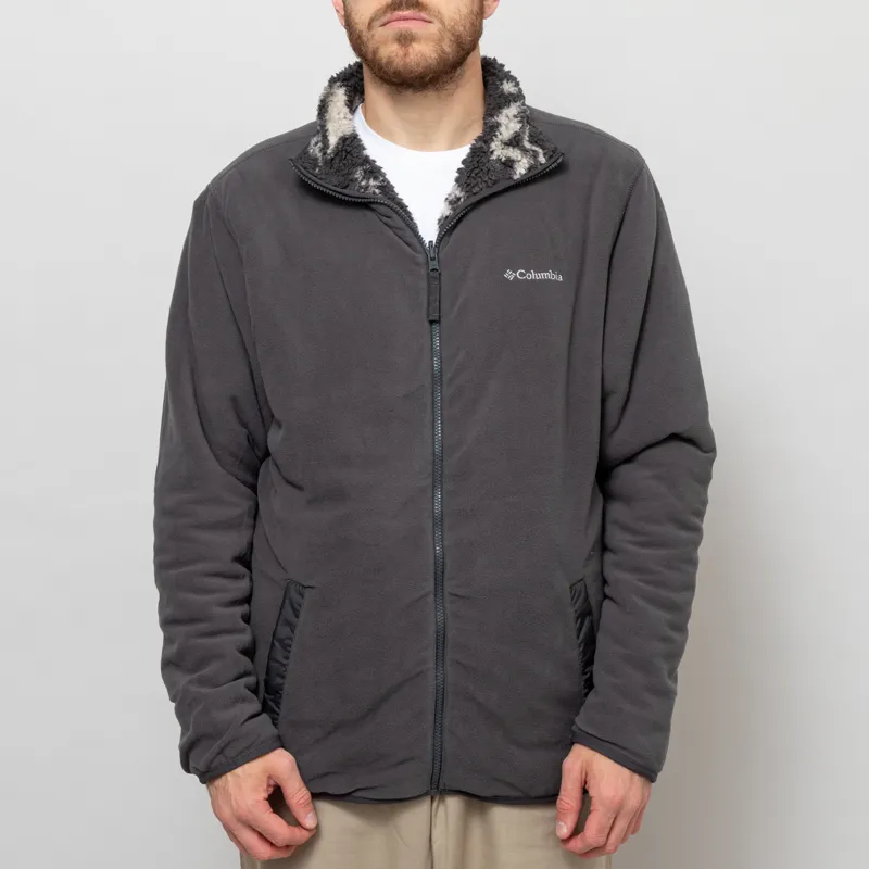 Columbia Winter Pass Reversible Sherpa Fleece Jacket Shark Peaked Tonal-11