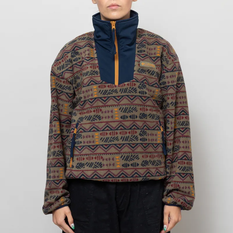 Columbia Womens Sequoia Grove Printed Half Zip Fleece Stone Green Horizons