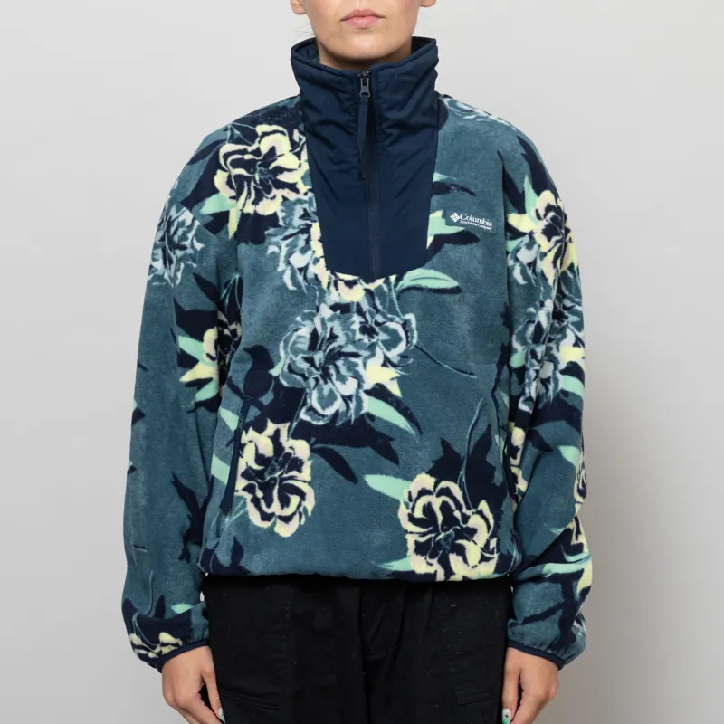 Columbia Womens Sequoia Grove Printed Half Zip Fleece Everblue Blossoming