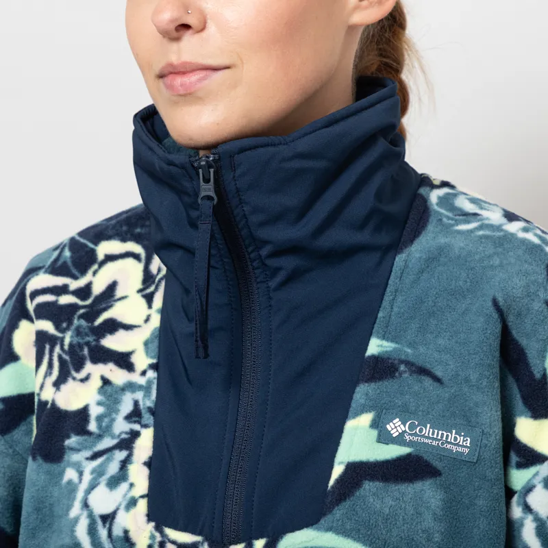 Columbia Womens Sequoia Grove Printed Half Zip Fleece Everblue Blossoming-5