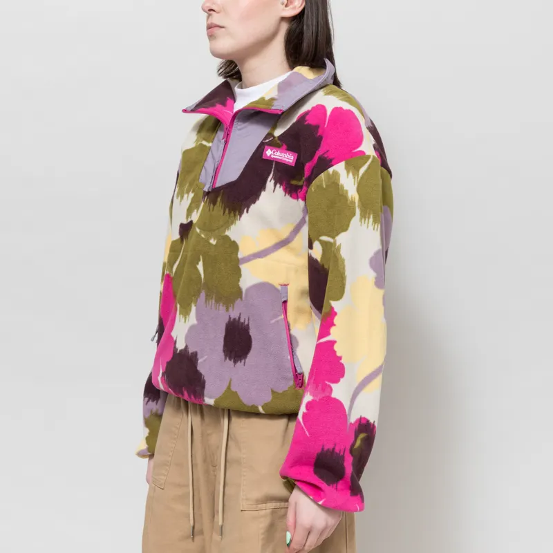 Columbia Womens Sequoia Grove Printed Half Zip Fleece Fuchsia Ikatbloom-1