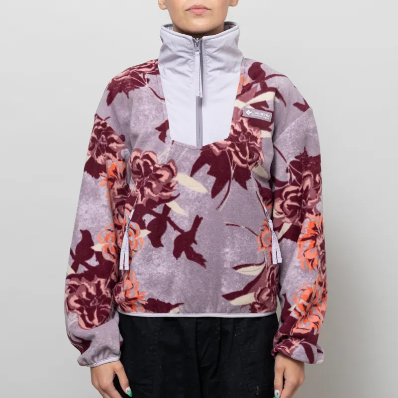 Columbia Womens Sequoia Grove Printed Half Zip Fleece Shale Purple Blossoming