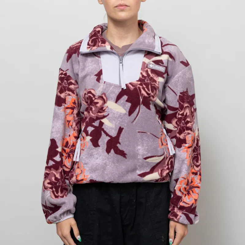 Columbia Womens Sequoia Grove Printed Half Zip Fleece Shale Purple Blossoming-1
