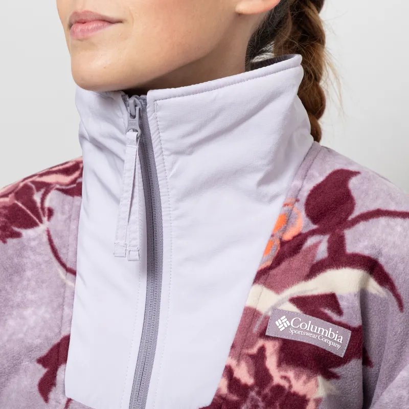 Columbia Womens Sequoia Grove Printed Half Zip Fleece Shale Purple Blossoming-6