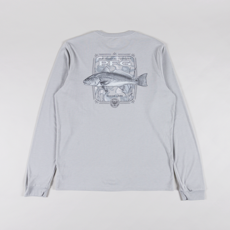 Columbia PFG Uncharted Graphic Long Sleeve Technical T Shirt Cool Grey Redfish