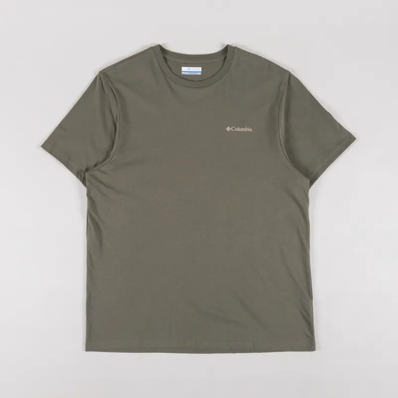Columbia CSC Logo Organic Cotton T Shirt Stone Green Linework C Badge-1