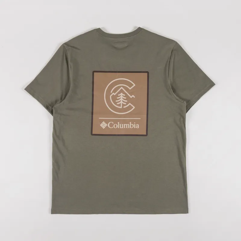 Columbia CSC Logo Organic Cotton T Shirt Stone Green Linework C Badge