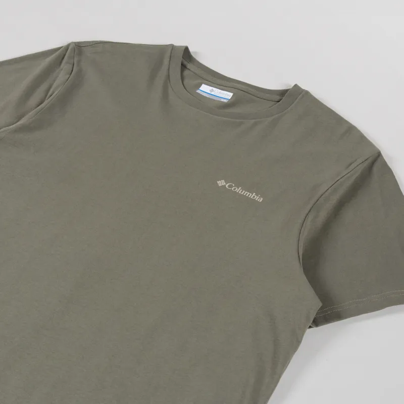 Columbia CSC Logo Organic Cotton T Shirt Stone Green Linework C Badge-3