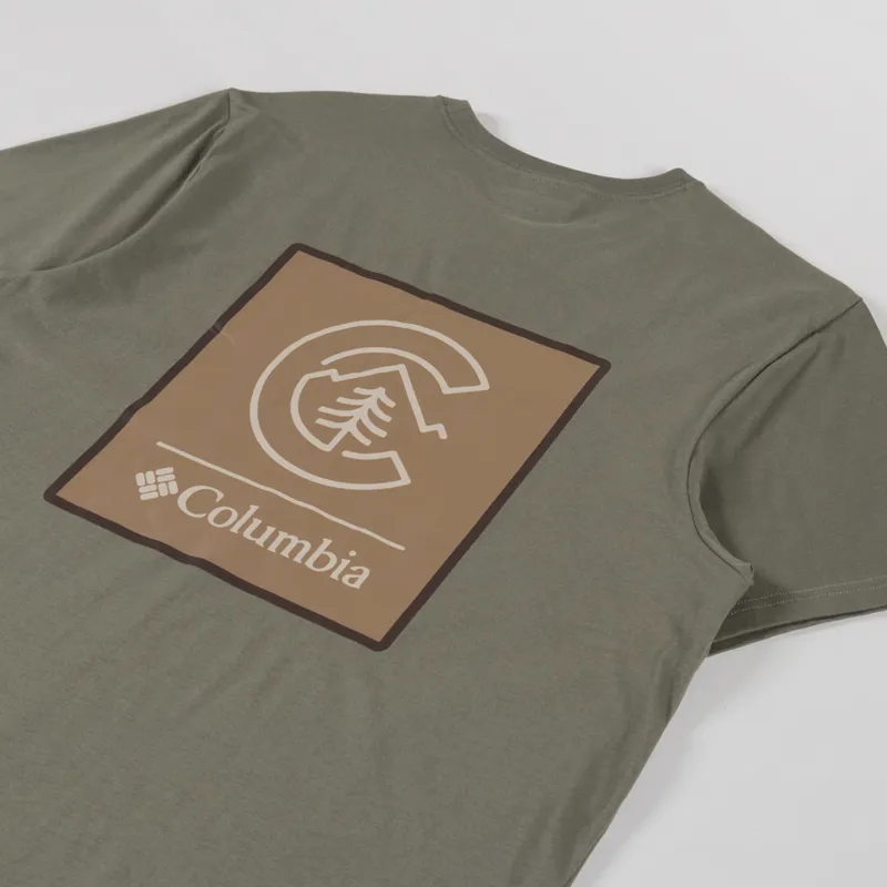Columbia CSC Logo Organic Cotton T Shirt Stone Green Linework C Badge-2