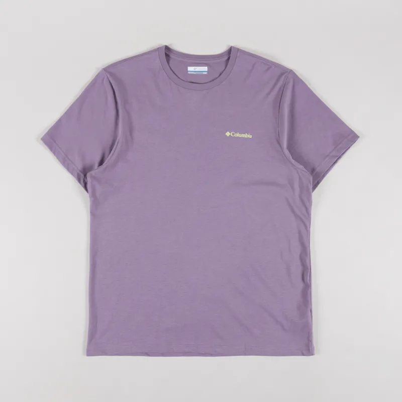 Columbia CSC Logo Organic Cotton T Shirt Shale Purple Linework C Badge-1