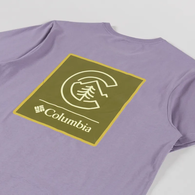 Columbia CSC Logo Organic Cotton T Shirt Shale Purple Linework C Badge-2