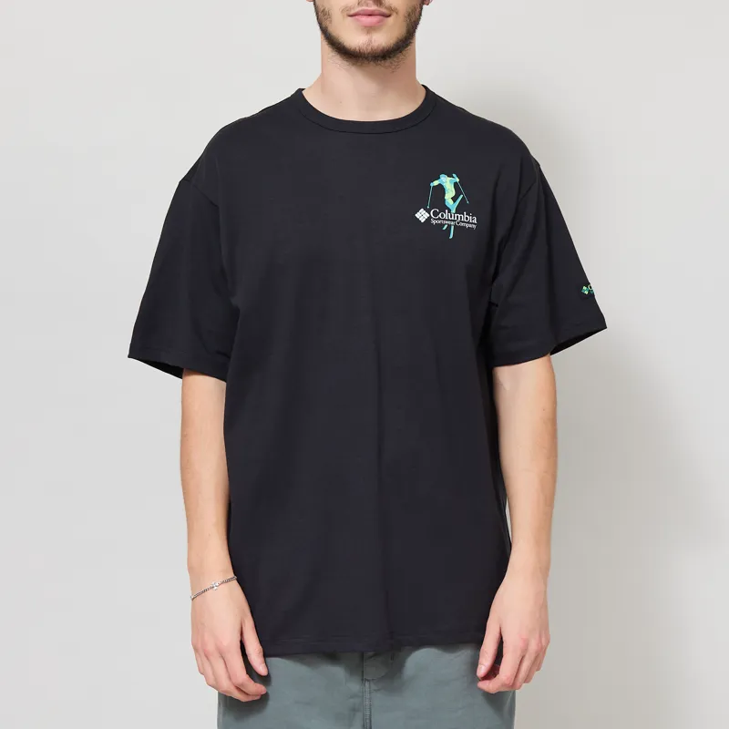 Columbia CSC Heavyweight Back Graphic T Shirt Black Slick Slope Skier-2