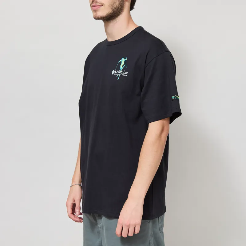 Columbia CSC Heavyweight Back Graphic T Shirt Black Slick Slope Skier-1