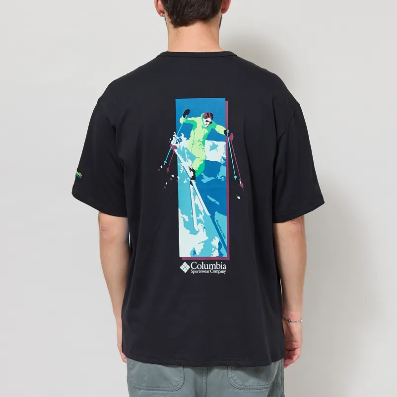 Columbia CSC Heavyweight Back Graphic T Shirt Black Slick Slope Skier