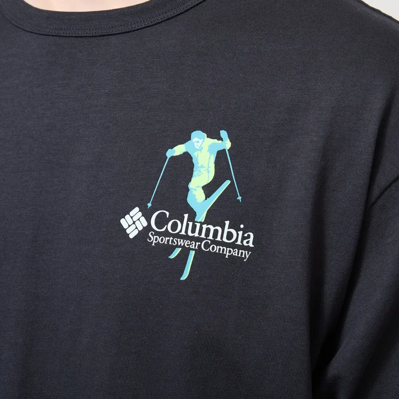 Columbia CSC Heavyweight Back Graphic T Shirt Black Slick Slope Skier-4