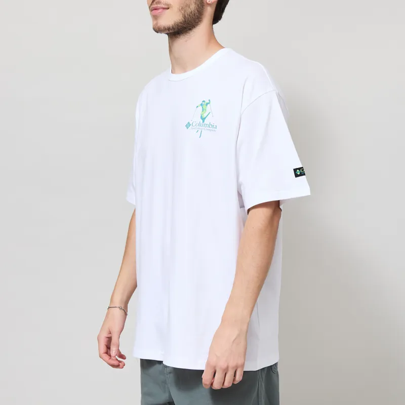 Columbia CSC Heavyweight Back Graphic T Shirt White Slick Slope Skier-1