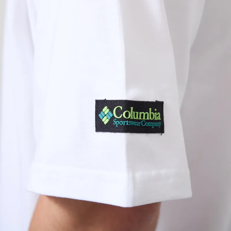 Columbia CSC Heavyweight Back Graphic T Shirt White Slick Slope Skier-7