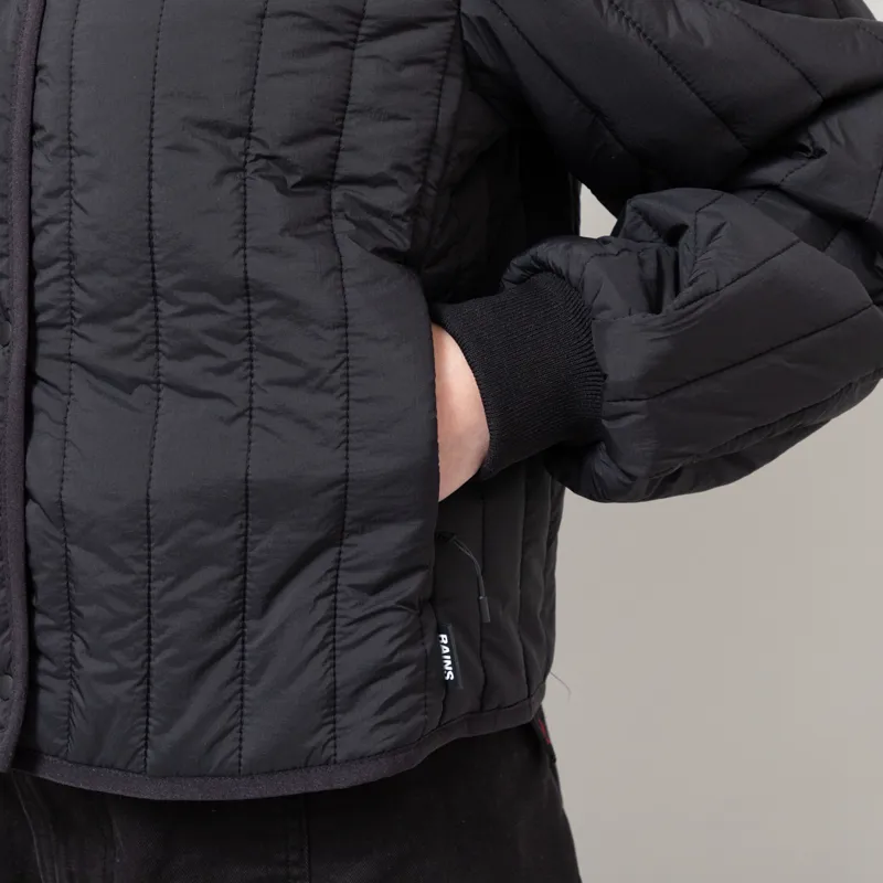 Rains Womens Banja Liner Bomber Jacket Black-8
